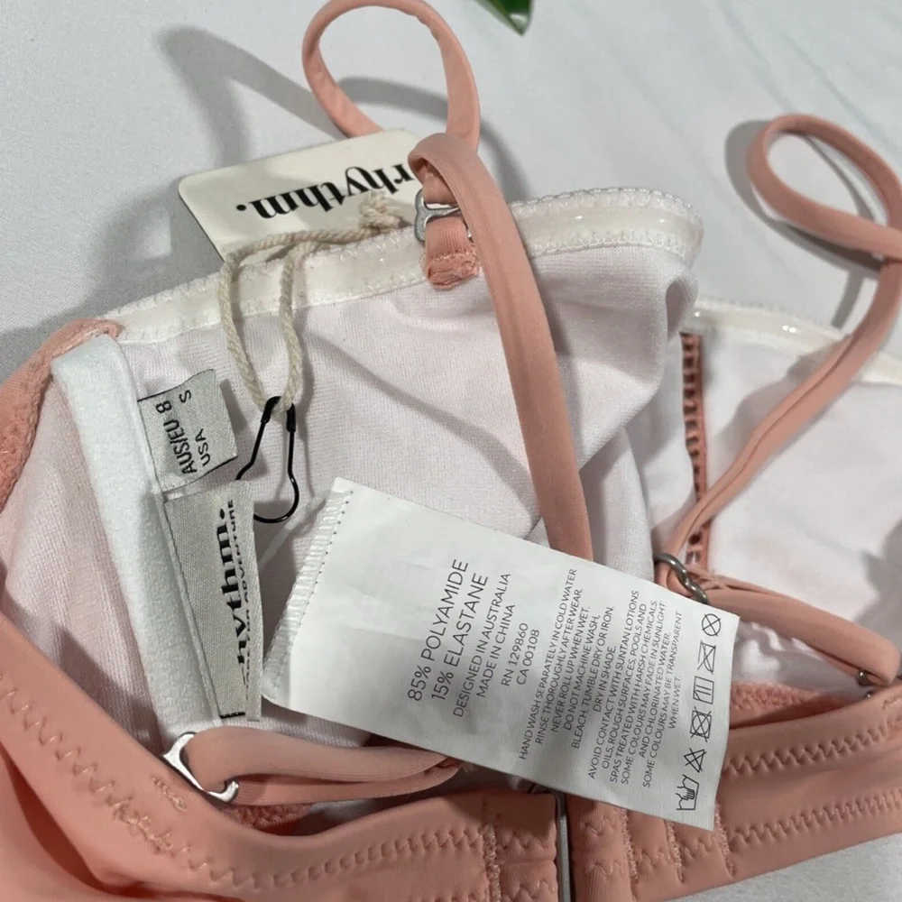NWT $45 Rhythm. [ Small ] My Bandeau‎ Bikini Top in Flamingo Pink